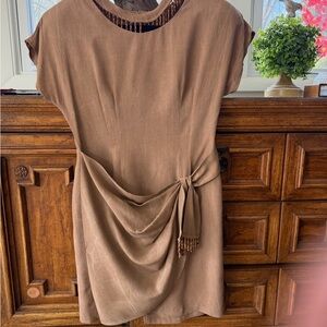 Paris Sport Club Brown Dress Top with Beaded Neckline